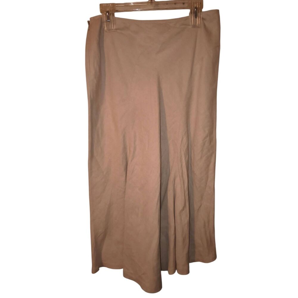 100% Linen Maxi skirt beige natural color Side zipper Size 10 Rafaella Lagenlook